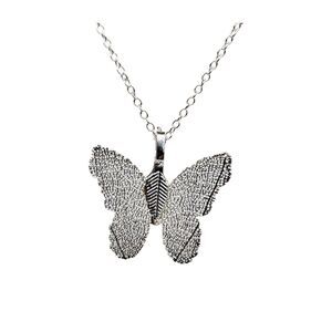 Silver Mesh Butterfly on Sterling Silver .925 Chain Necklace #7037